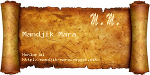 Mandjik Mara névjegykártya